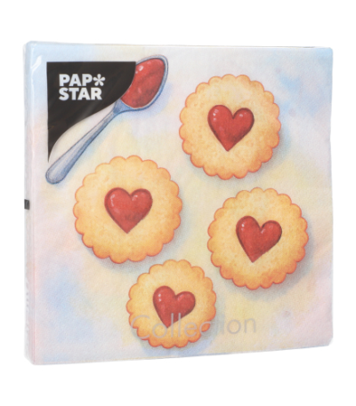 Product foto van 20 Servetten 3-laags 1/4 vouw 33 cm x 33 cm "Lovely Baking"