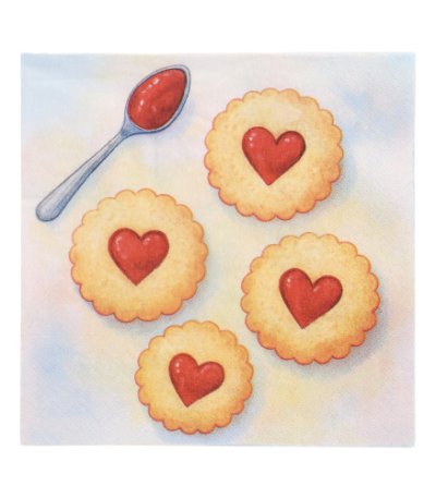 Product foto van 20 Servetten 3-laags 1/4 vouw 33 cm x 33 cm "Lovely Baking"