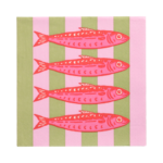 Product foto van 20 Servetten 3-laags 1/4 vouw 33 cm x 33 cm "Modern Fish"