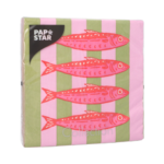 Product foto van 20 Servetten 3-laags 1/4 vouw 33 cm x 33 cm "Modern Fish"