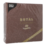 Product foto van 50 Servetten "ROYAL Collection" 1/4 vouw 40 cm x 40 cm bruin "Casali"