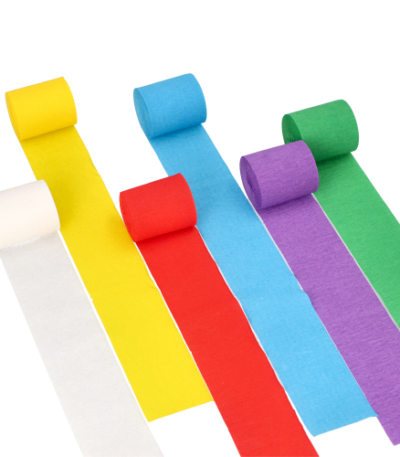 Product foto van 6 Rollen Crêpeband 10 m x 5 cm assorti kleuren watervast