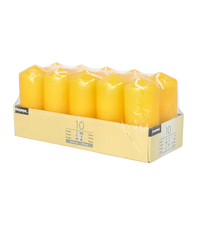 Product foto van 10 Stompkaarsen Ø 40 mm · 90 mm goudgeel