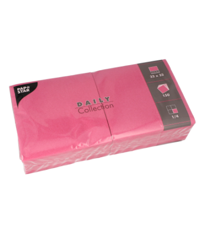 Product foto van 150 Servetten "DAILY Collection" 1/4 vouw 32 cm x 32 cm fuchsia