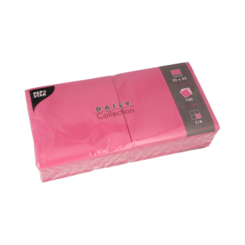 150 Servetten "DAILY Collection" 1/4 vouw 32 cm x 32 cm fuchsia Product foto van 150 Servetten "DAILY Collection" 1/4 vouw 32 cm x 32 cm fuchsia
