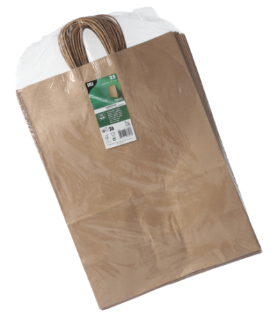 papier 44 cm x 32 cm x 17 cm bruin met gedraaid handvat
