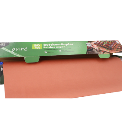Product foto van Butcher Paper Papier (kraft) "pure" 50 m x 60 cm in dispenser doos