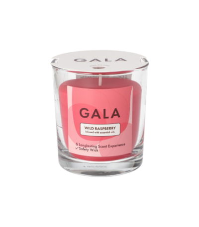 Product foto van "GALA" Geurkaars in glas Ø 70 mm · 77 mm wijnrood - Wild Raspberry "Mini Nutella"