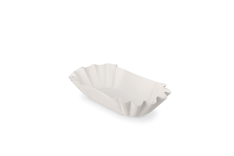 Product foto van Kartonnen schaaltje geschulpt 90x140x30mm wit
