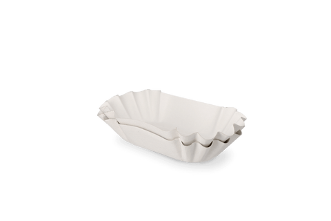 Product foto van Kartonnen schaaltje geschulpt 90x140x30mm wit