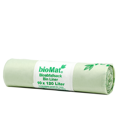 Product foto van 10 "bioMat" Compost zakken op zetmeelbasis 120 l 130 cm x 88 cm ohne Tragegriff