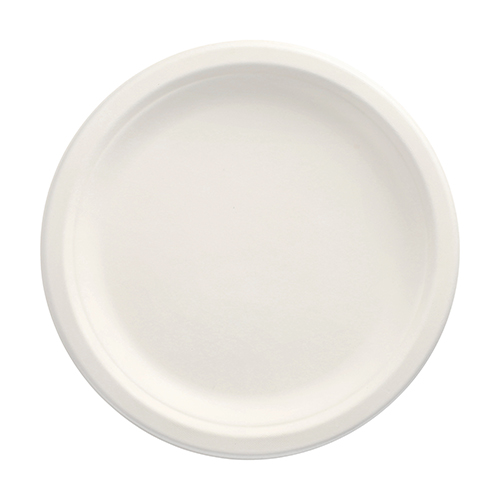 Product foto van 100 Borden van suikerriet "pure" 1-vaks Ø 23 cm · 2 cm wit
