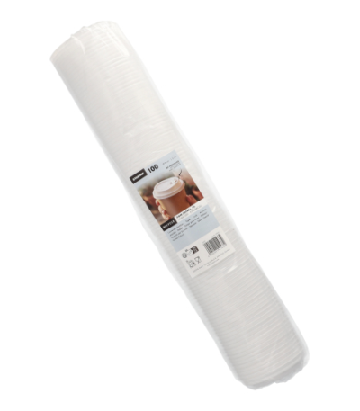 Product foto van 100 Dome Deksel met sluiting PS "To Go" Ø 8 cm · 2 cm wit
