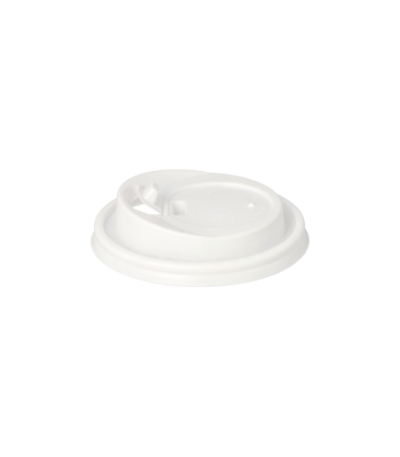 Product foto van 100 Dome Deksel met sluiting PS "To Go" Ø 8 cm · 2 cm wit