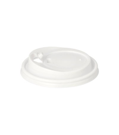 Product foto van 100 Dome Deksel met sluiting PS "To Go" Ø 9 cm · 2 cm wit