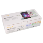 Product foto van 12 LED-Theelichten incl. laadstation Ø 4 cm · 5 cm assorti kleuren "Amsterdam" Brandduur 12–40 u