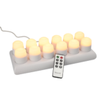 Product foto van 12 LED-Theelichten incl. laadstation Ø 4 cm · 5 cm wit "Amsterdam" Brandduur 12–40 u