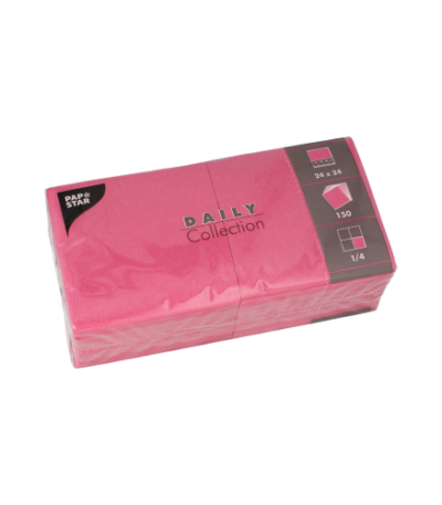 Product foto van 150 Servetten "DAILY Collection" 1/4 vouw 24 cm x 24 cm fuchsia