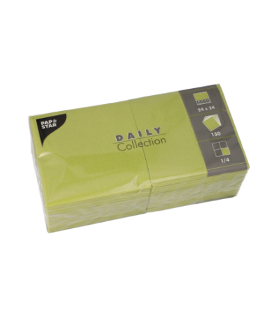 Product foto van 150 Servetten "DAILY Collection" 1/4 vouw 24 cm x 24 cm olijfgroen