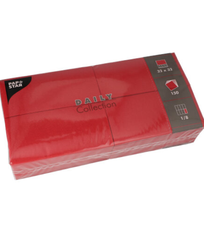 Product foto van 150 Servetten "DAILY Collection" 1/8 vouw 32 cm x 32 cm bordeaux