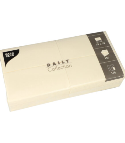 Product foto van 150 Servetten "DAILY Collection" 1/8 vouw 32 cm x 32 cm champagne