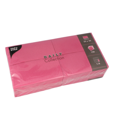 Product foto van 150 Servetten "DAILY Collection" 1/8 vouw 32 cm x 32 cm fuchsia