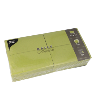 Product foto van 150 Servetten "DAILY Collection" 1/8 vouw 32 cm x 32 cm olijfgroen