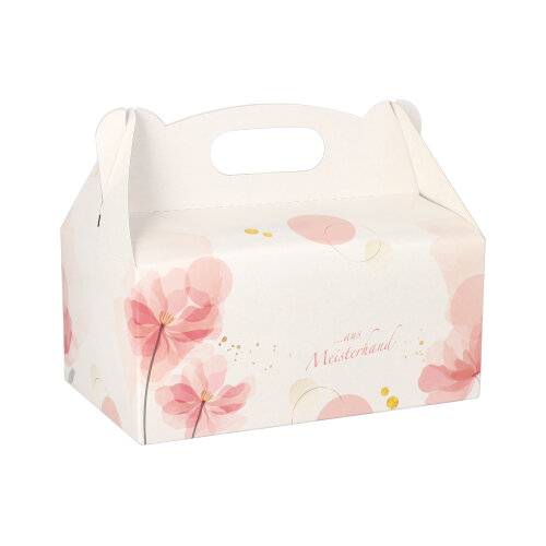 20 Gebakdozen hoekig 20 cm x 13 cm x 9 cm licht-rose met handvaten Product foto van 20 Gebakdozen hoekig 20 cm x 13 cm x 9 cm licht-rose met handvaten