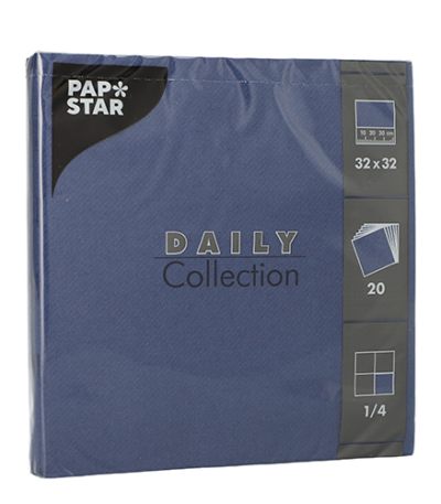 Product foto van 20 Servetten "DAILY Collection" 1/4 vouw 32 cm x 32 cm donkerblauw