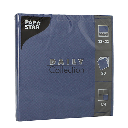 20 Servetten "DAILY Collection" 1/4 vouw 32 cm x 32 cm donkerblauw Product foto van 20 Servetten "DAILY Collection" 1/4 vouw 32 cm x 32 cm donkerblauw