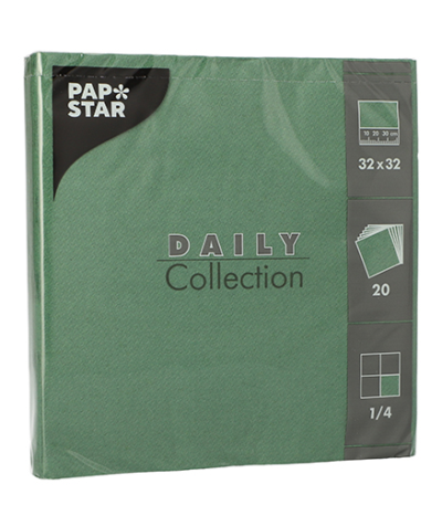 Product foto van 20 Servetten "DAILY Collection" 1/4 vouw 32 cm x 32 cm donkergroen