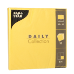 Product foto van 20 Servetten "DAILY Collection" 1/4 vouw 32 cm x 32 cm geel