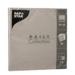Product foto van 20 Servetten "DAILY Collection" 1/4 vouw 32 cm x 32 cm grijs