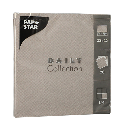 20 Servetten "DAILY Collection" 1/4 vouw 32 cm x 32 cm grijs Product foto van 20 Servetten "DAILY Collection" 1/4 vouw 32 cm x 32 cm grijs