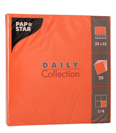 Product foto van 20 Servetten "DAILY Collection" 1/4 vouw 32 cm x 32 cm nectarine