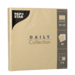 Product foto van 20 Servetten "DAILY Collection" 1/4 vouw 32 cm x 32 cm zand