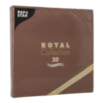 Product foto van 20 Servetten "ROYAL Collection" 1/4 vouw 40 cm x 40 cm bruin