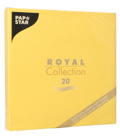 Product foto van 20 Servetten "ROYAL Collection" 1/4 vouw 40 cm x 40 cm geel