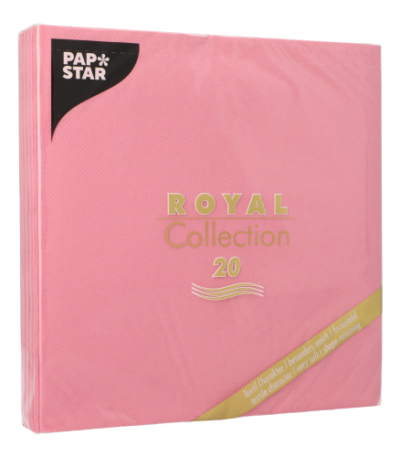 Product foto van 20 Servetten "ROYAL Collection" 1/4 vouw 40 cm x 40 cm roze