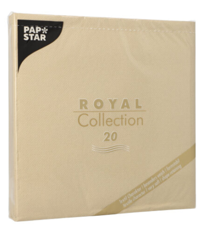 Product foto van 20 Servetten "ROYAL Collection" 1/4 vouw 40 cm x 40 cm zand