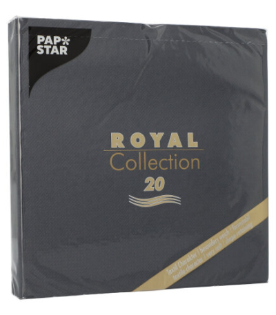 Product foto van 20 Servetten "ROYAL Collection" 1/4 vouw 40 cm x 40 cm zwart