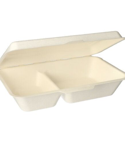 Product foto van 25 Menuboxen suikerriet "pure" 2-vaks 6