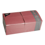 Product foto van 250 Servetten 3-laags 1/8 vouw 33 cm x 33 cm bordeaux