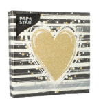Product foto van 30 Servetten 3-laags 1/4 vouw 33 cm x 33 cm "Sparkling Heart"
