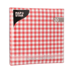 Product foto van 30 Servetten 3-laags 1/4 vouw 33 cm x 33 cm rood "Vichy Karo"