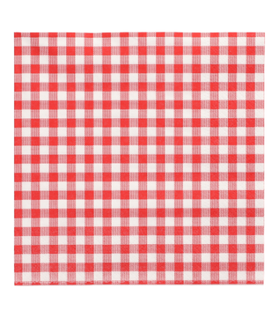 Product foto van 30 Servetten 3-laags 1/4 vouw 33 cm x 33 cm rood "Vichy Karo"