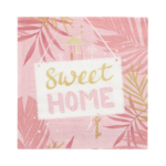 Product foto van 30 Servetten 3-laags 1/4 vouw 33 cm x 33 cm roze "Sweet Home"