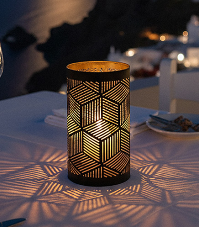 Product foto van 4 Kandelaar Ø 8 cm · 15 cm zwart/goud "Santorini"