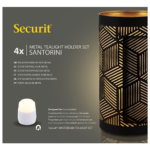 Product foto van 4 Kandelaar Ø 8 cm · 15 cm zwart/goud "Santorini"