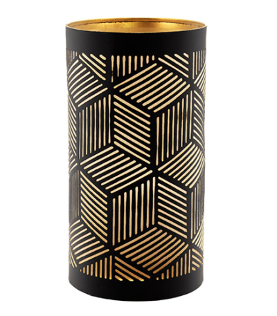 Product foto van 4 Kandelaar Ø 8 cm · 15 cm zwart/goud "Santorini"